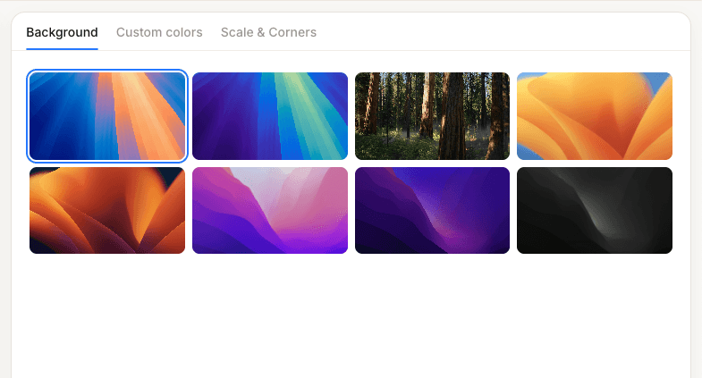 Prezzy screenshot styling controls